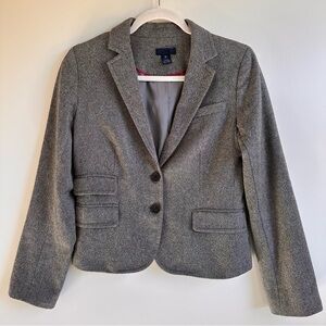 J. Crew Women's Vintage Blazer 100% Wool Gray Classic Quiet Luxury